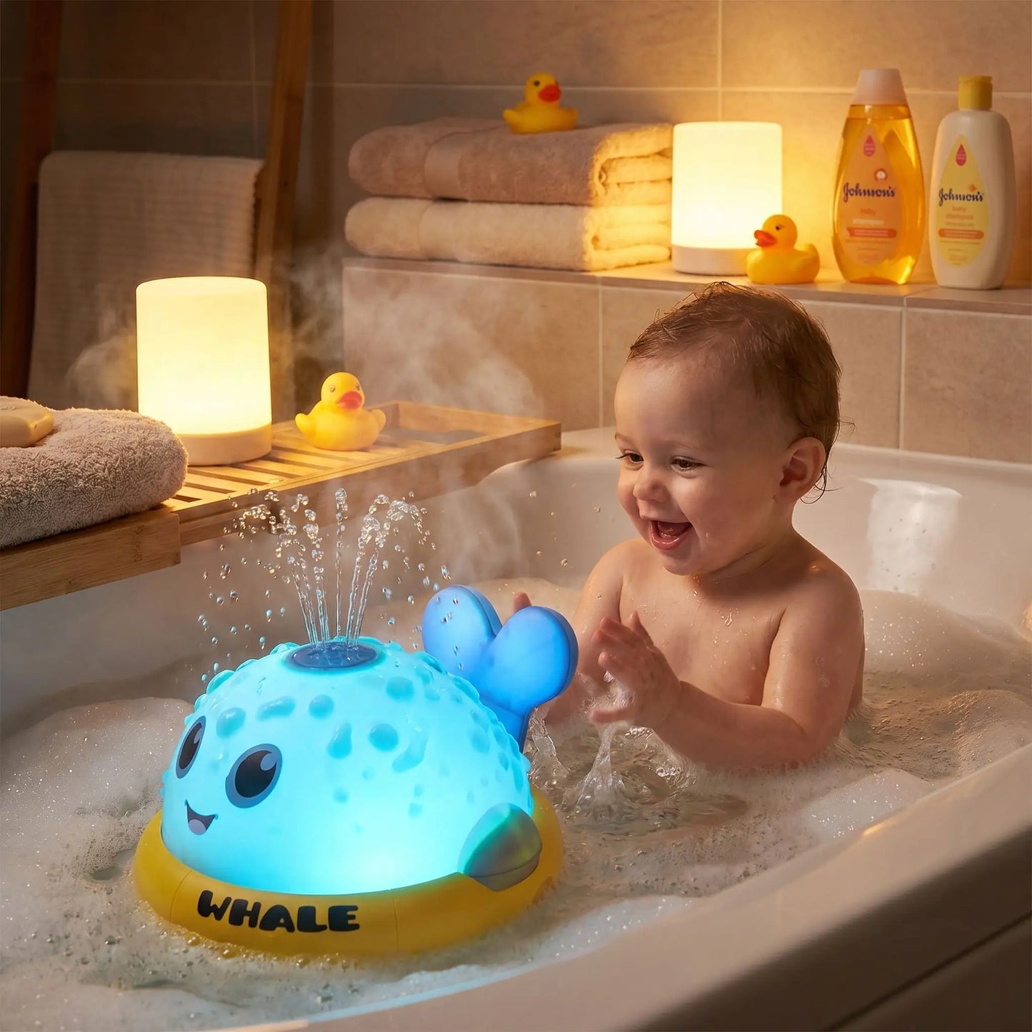 jouet de bain baleine lumineux bebe