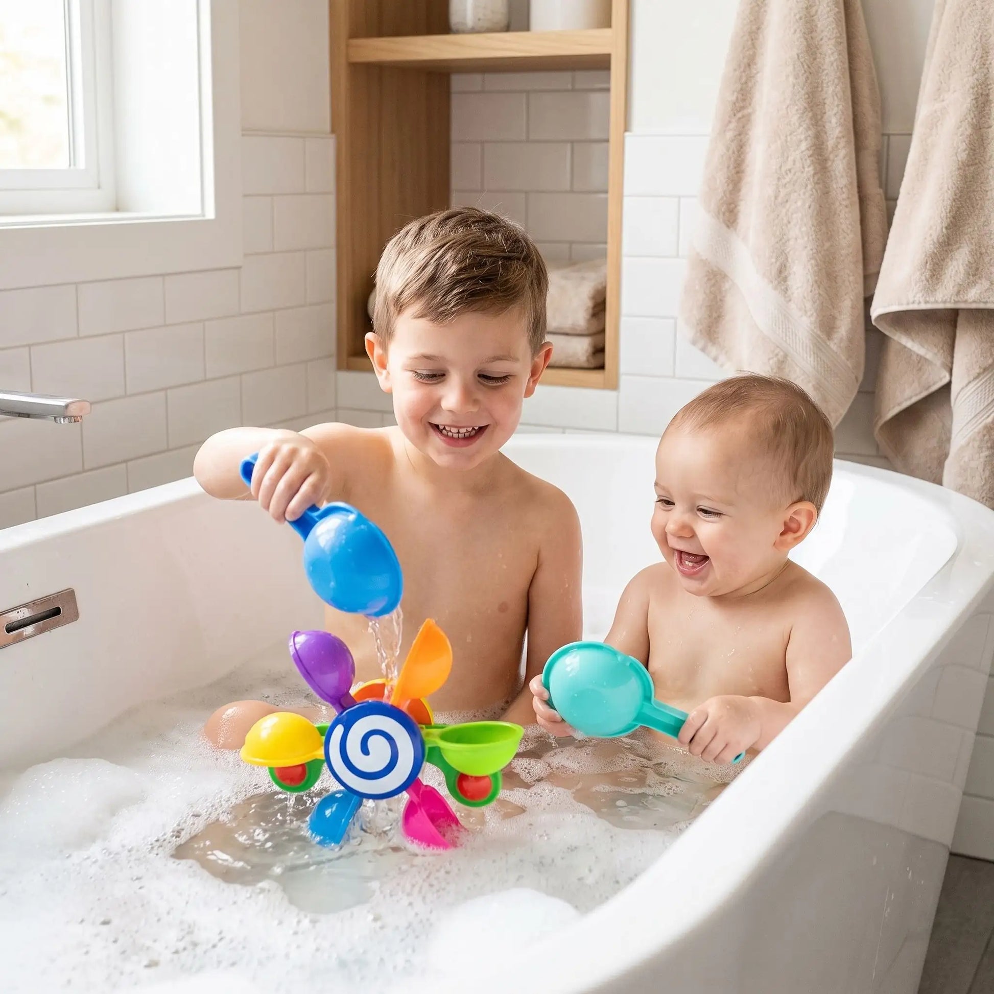 jouet de bain frere joue bebe bain moulin