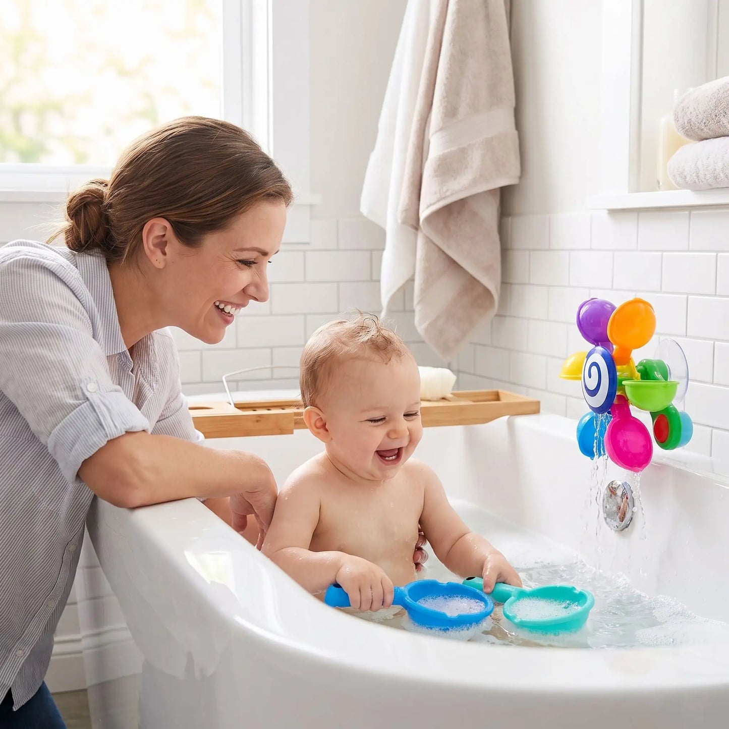 jouet de bain maman joue bebe bain moulin