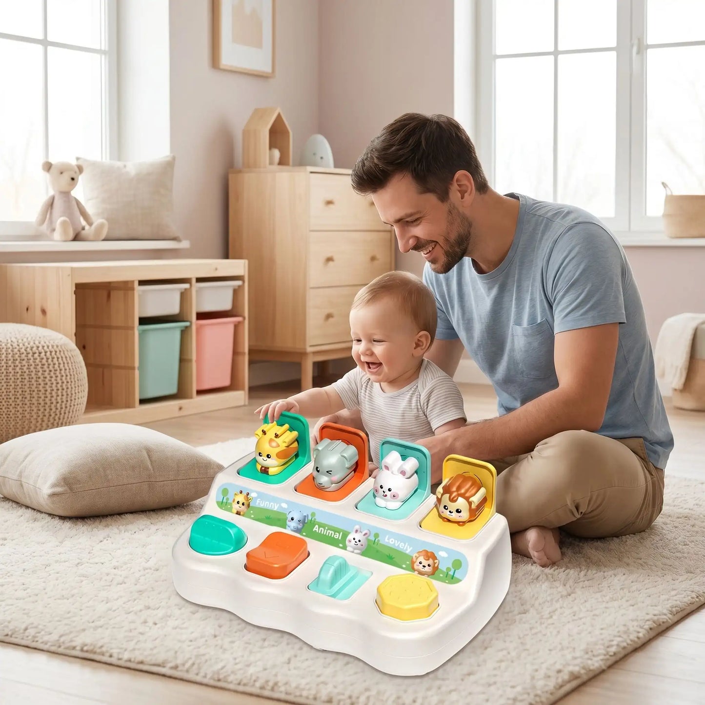 jouet pour bebe 1an eveil papa assis