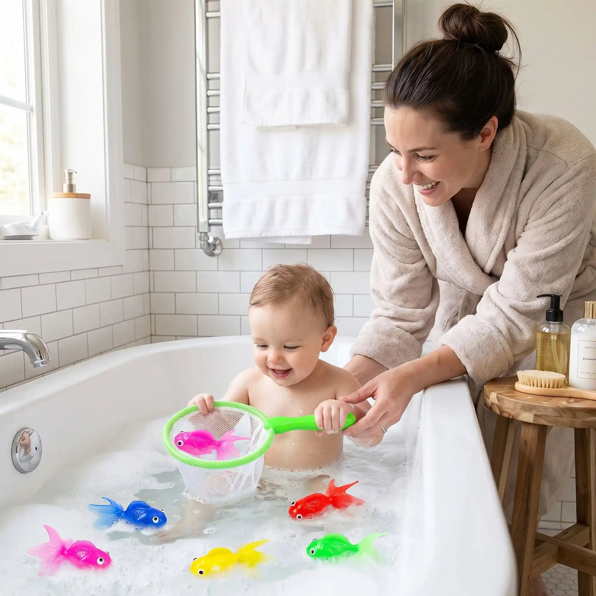 jouets de bain maman bebe filet poissons bain