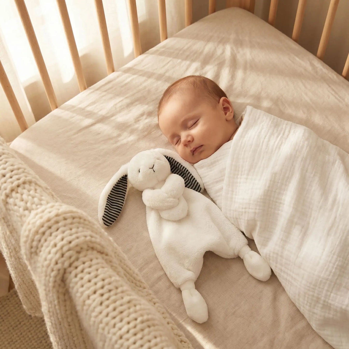 lapin doudou blanc dort