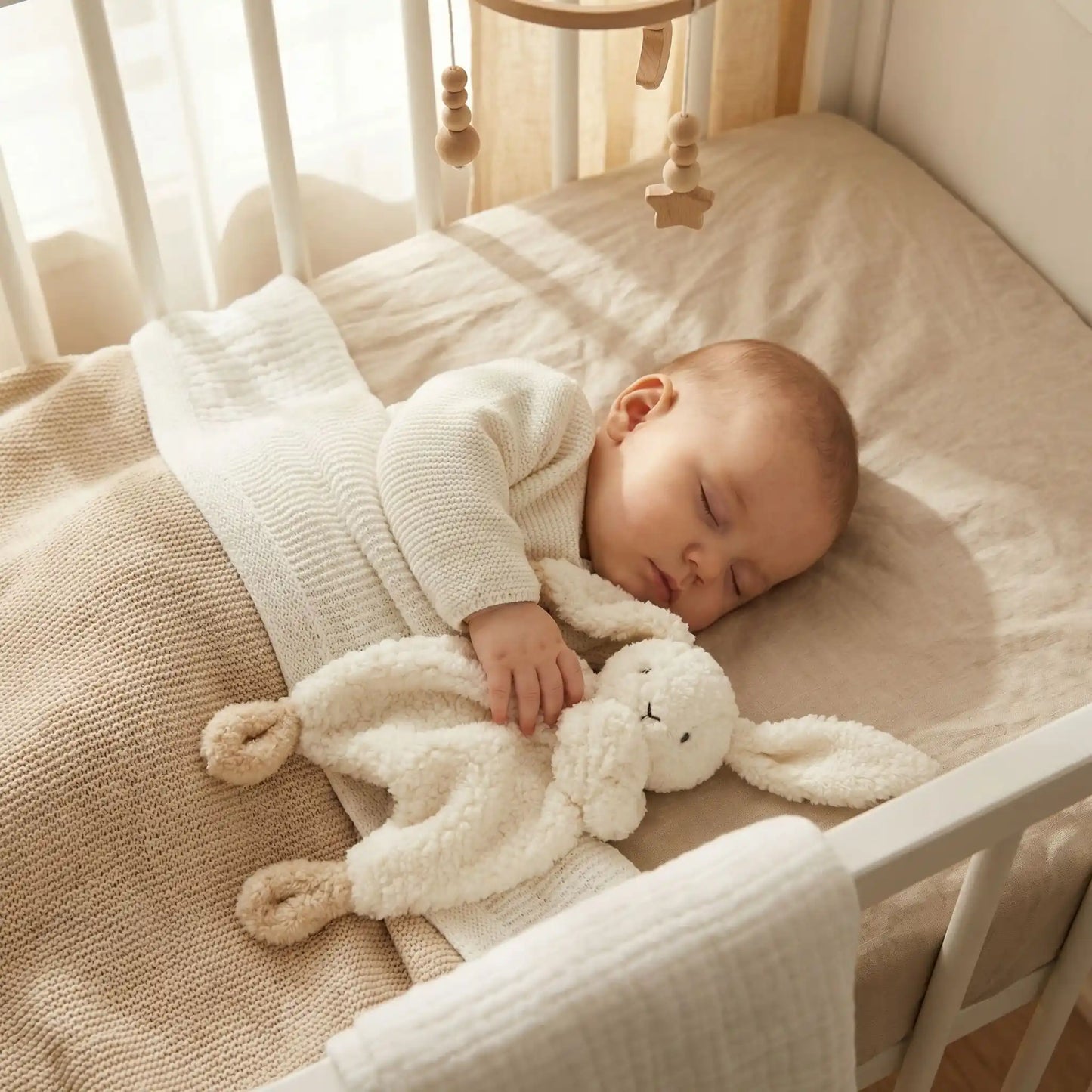 lapin doudou dort blanc
