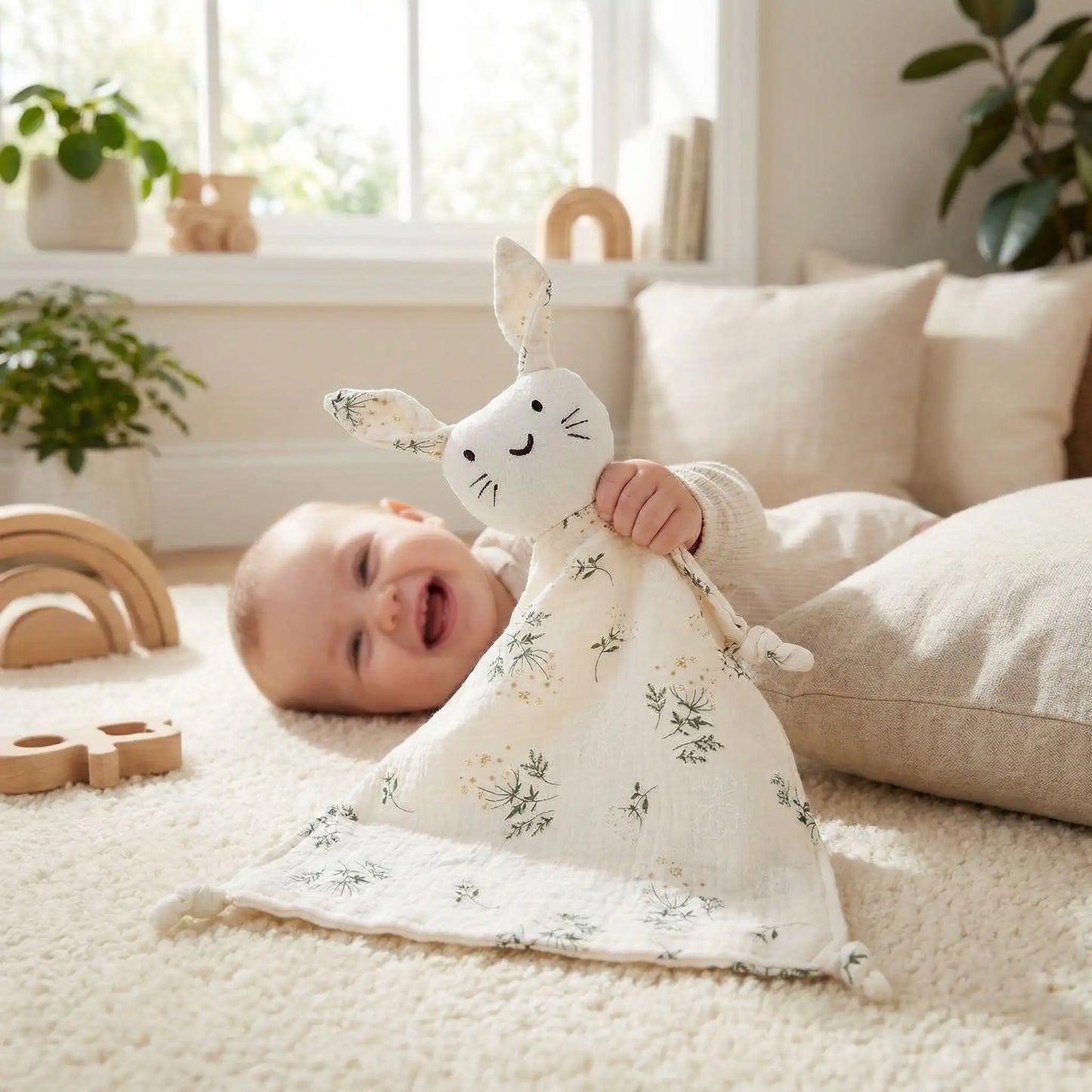 lapin doudou fleurs bebe