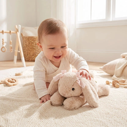 lapin en peluche joue bebe beige lapin