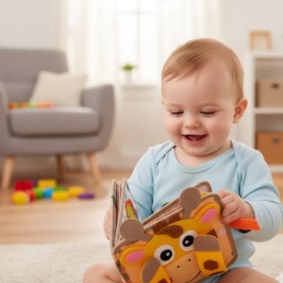 Livre bebe en tissus bebe girafe