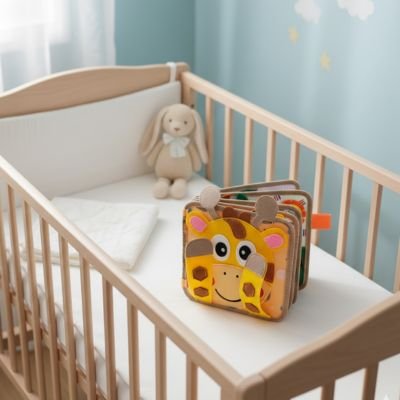 Livre bebe en tissus girafe berceau