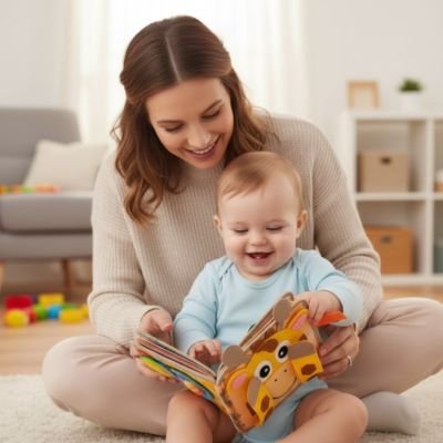 Livre bebe en tissus girafe maman