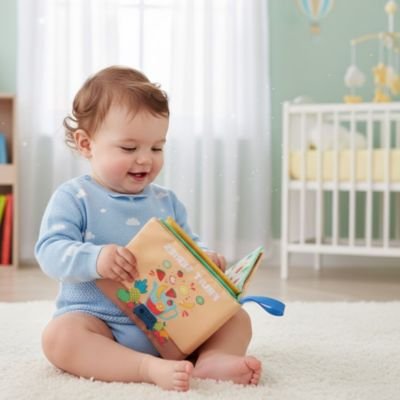 Livre bebe en tissus livre orange