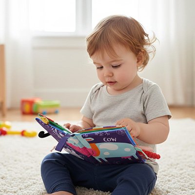 Livre bebe en tissus vache bebe