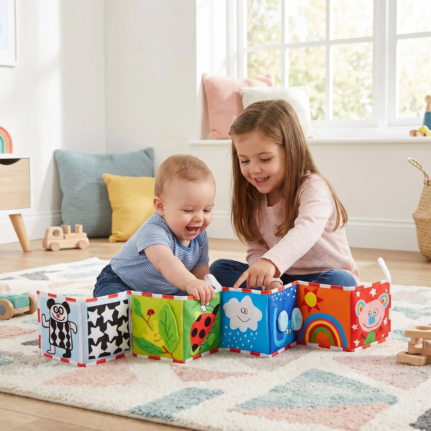 livre bebe soeur joue bebe tapis