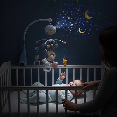 Mobile bébé bleu gris
