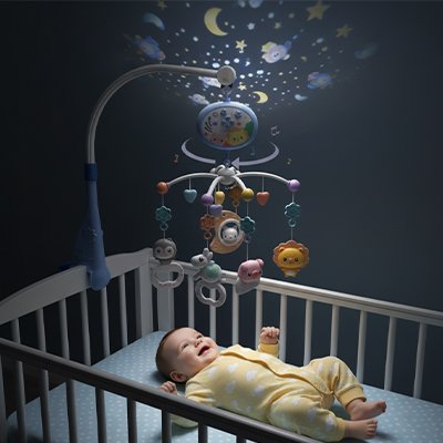 Mobile bébé bleu gris nuit
