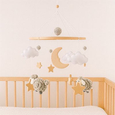 Mobile bébé lune beige