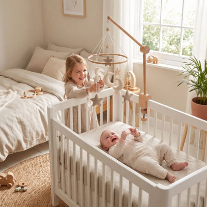 mobile bebe soeur bebe berceau joue bois