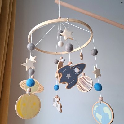 Mobile lit bebe fusee-bleu
