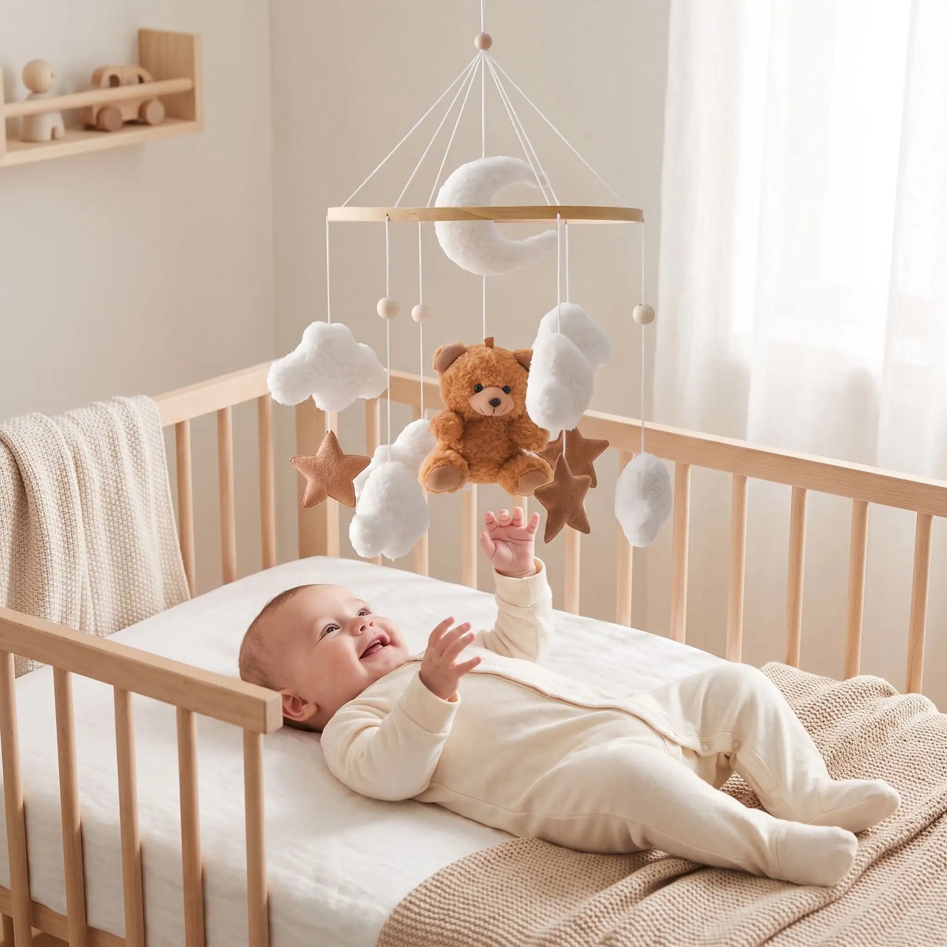 mobile pour bebe bebe dos erceau joue brun
