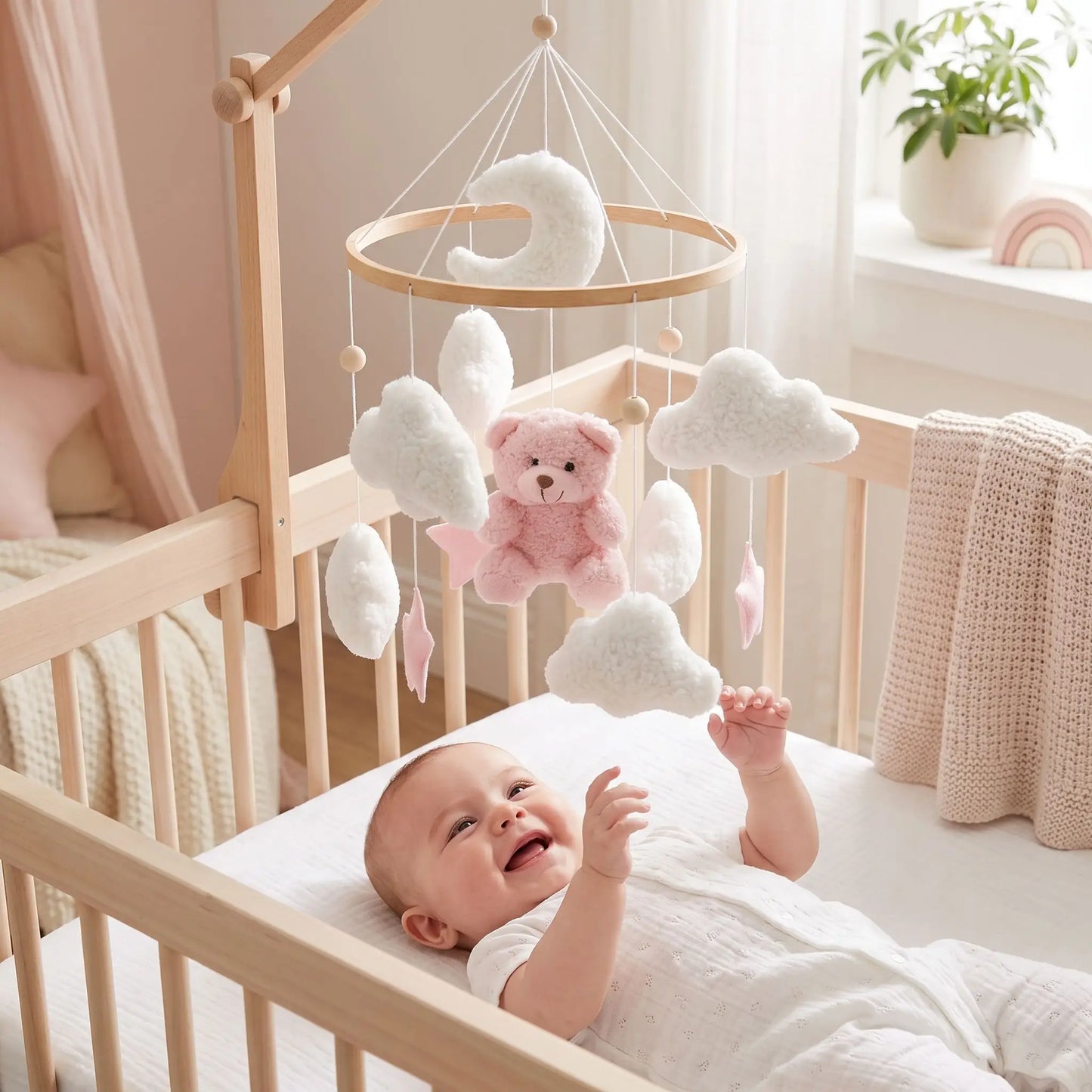 mobile pour bebe ours rose bebe joue dos