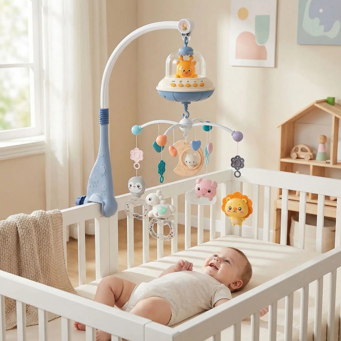 mobile pour lit BEBE bleu bebe