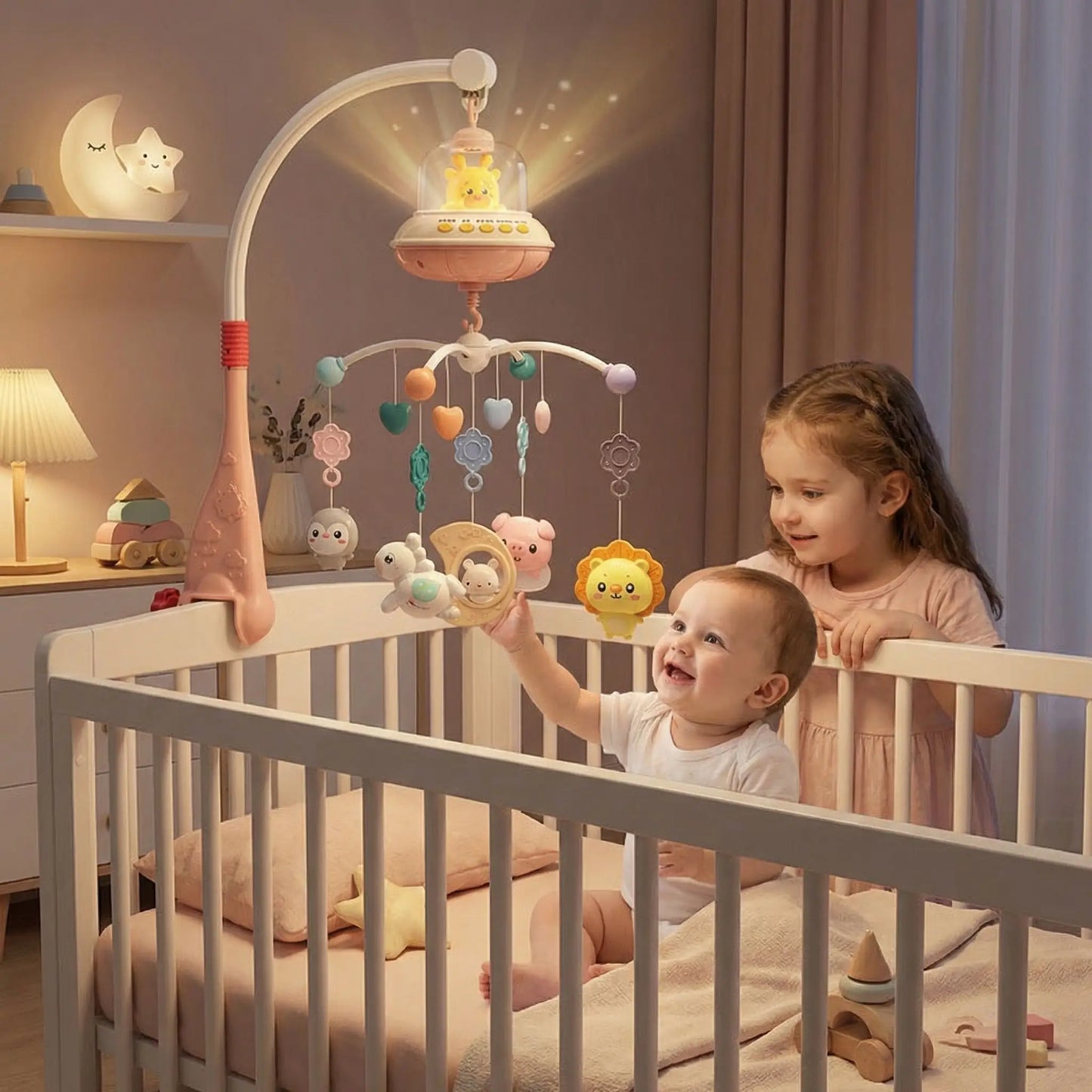 mobile pour lit BEBE soeur rose