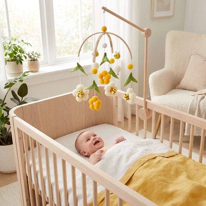 moile pour lit bebe bebe joue berceau jaune
