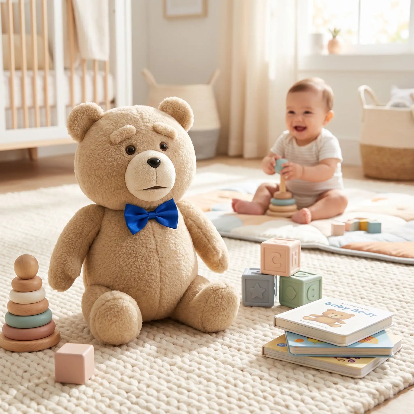 ours-en peluche gros 46cm bebe assis