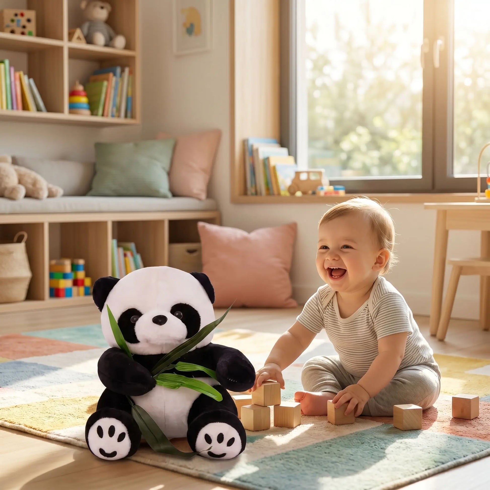 ours en peluche panda bebe joue