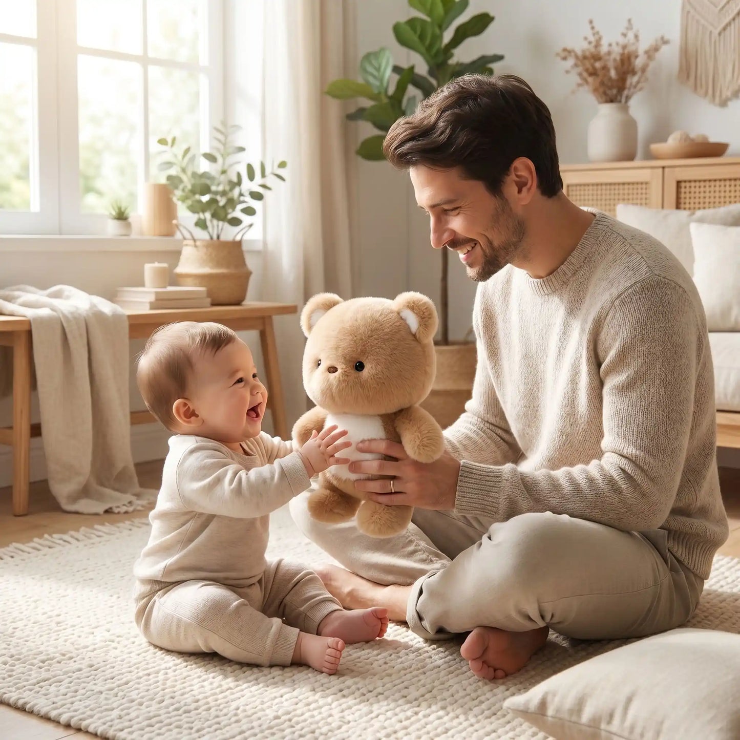 ours en peluche papa joue brun bebe