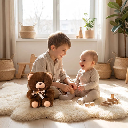 ours en peluche pour bebe ultra frere joue cafe