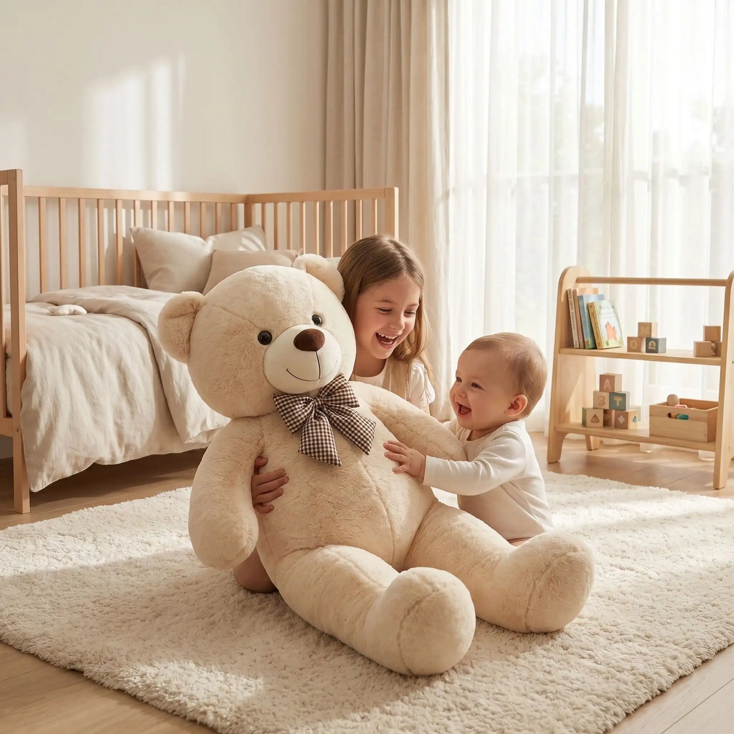 ours geant en peluche blanc soeur joue bebe