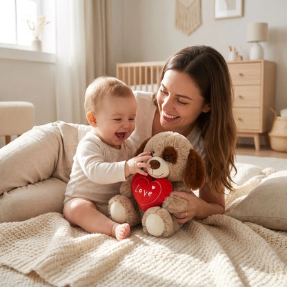 ours jouet douceur maman cafe joue bebe coeur rouge