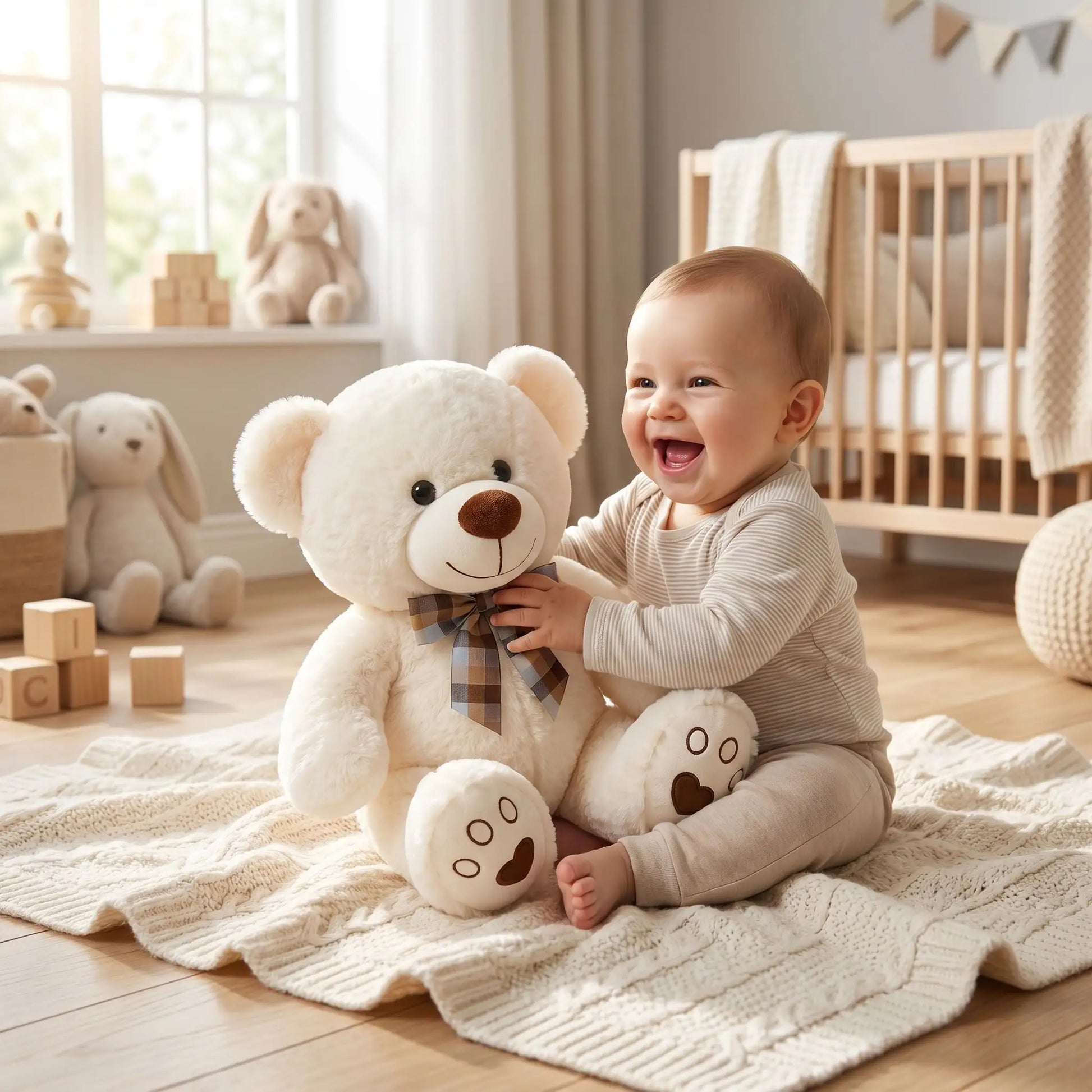 ours peluche 35 bebe tapis assis