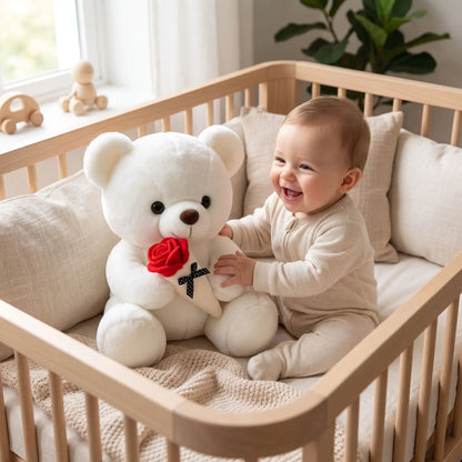 ourse en peluche 25cm blanc bebe joue berceau
