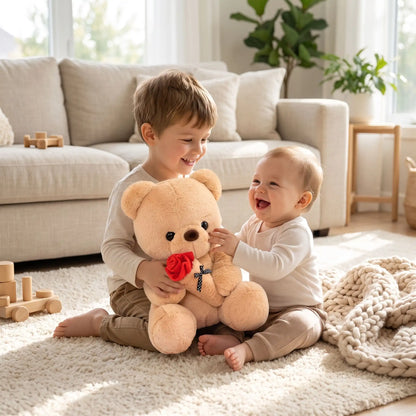 ourse en peluche 25cm frere joue bebe brun