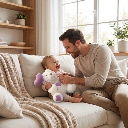ourse-en-peluche-douceur-papa-joue-bebe-violette