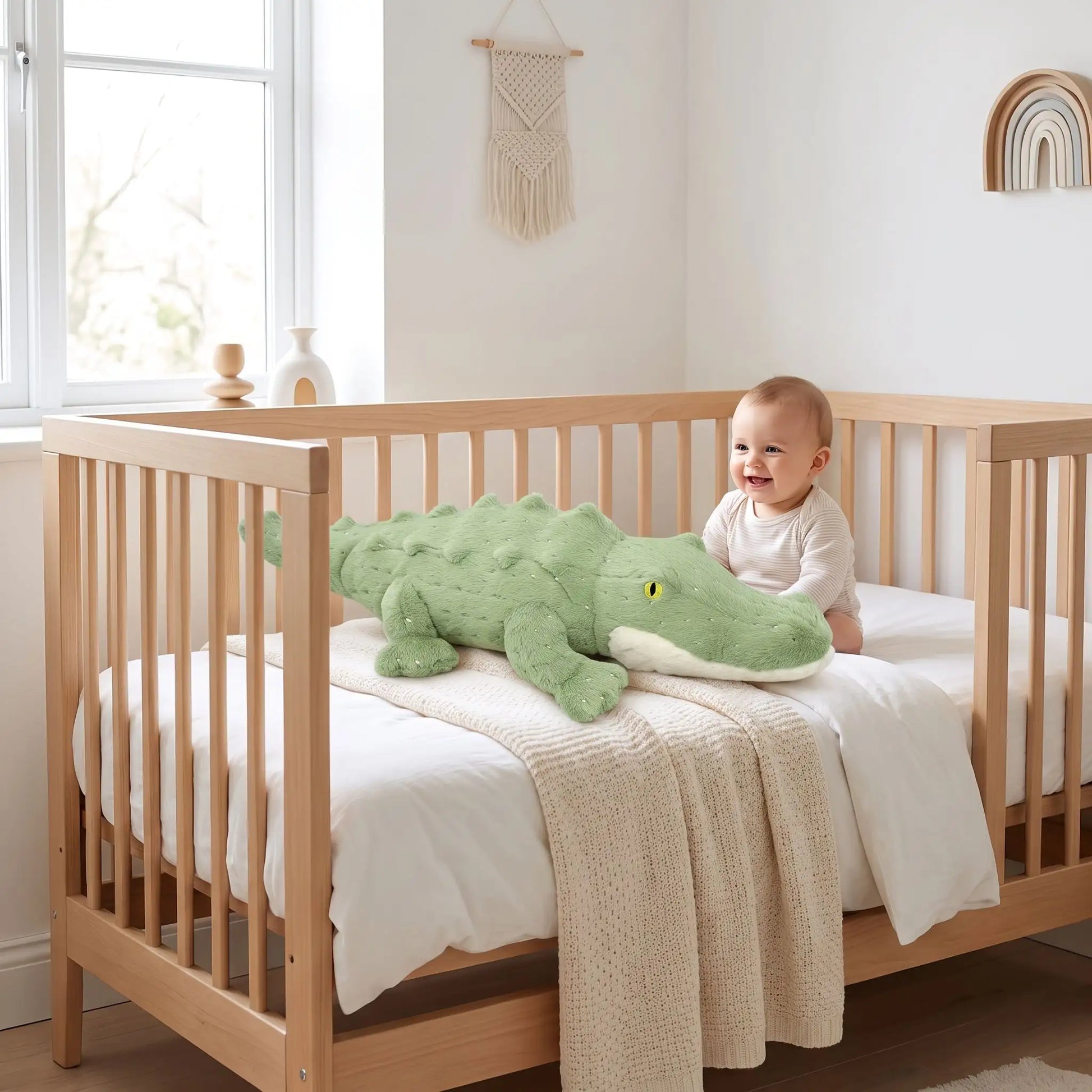 peluche bebe berceau crocodile vert