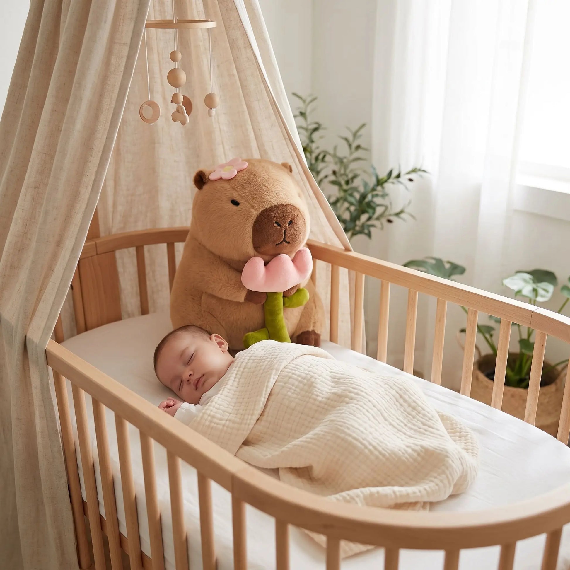 peluche bebe capybara bebe dort berceau