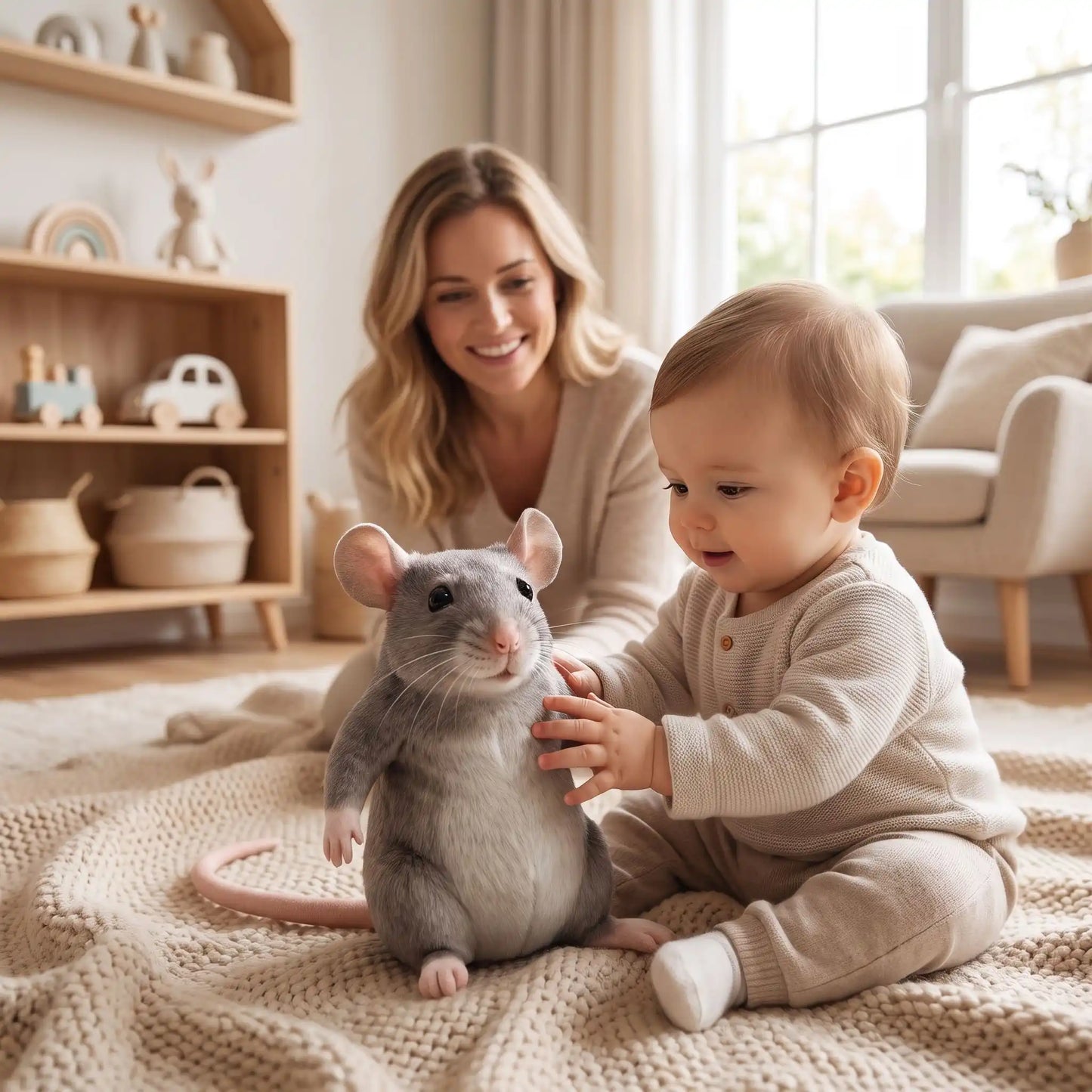 peluche bebe maman joue bebe souris