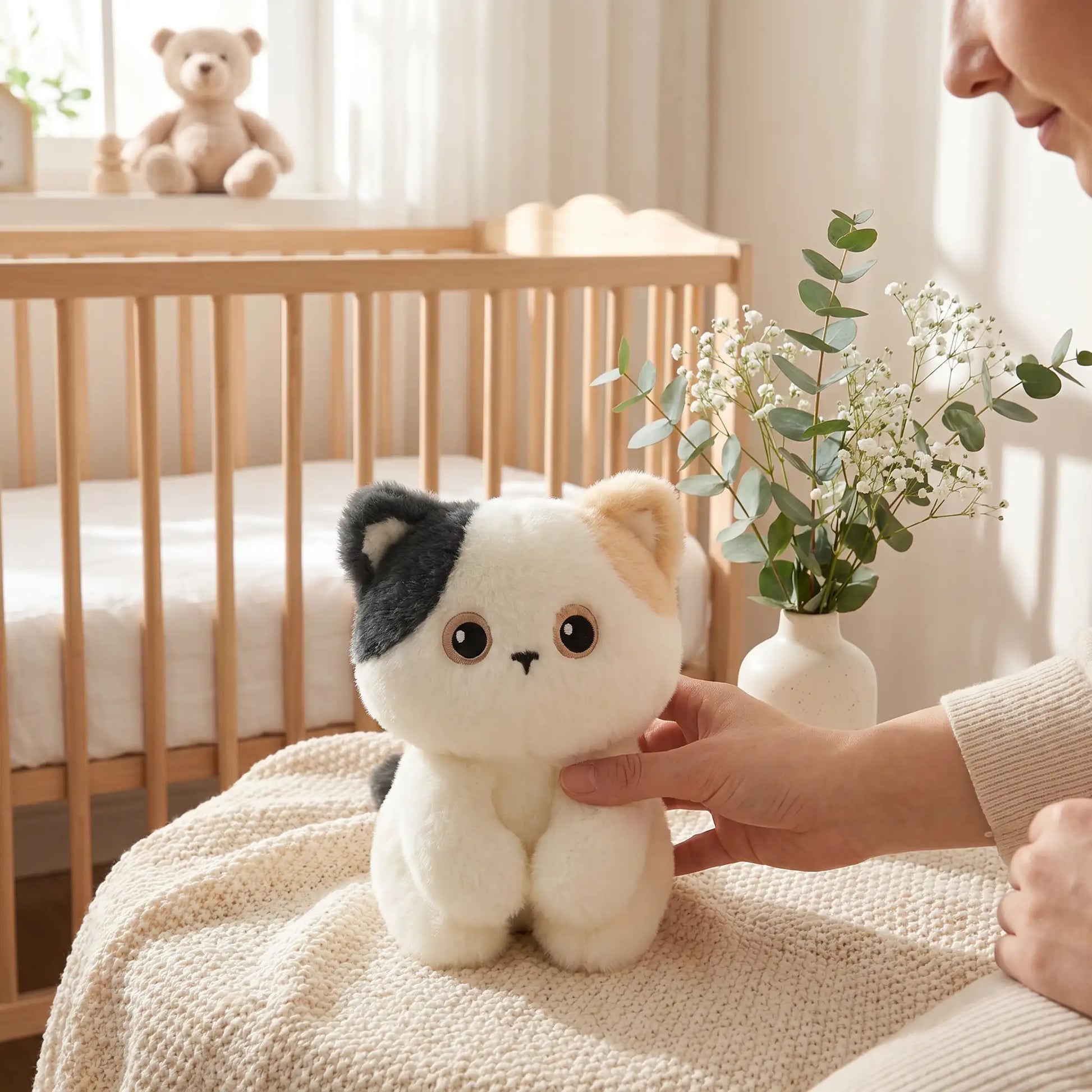 peluche chat 16cm mains maman