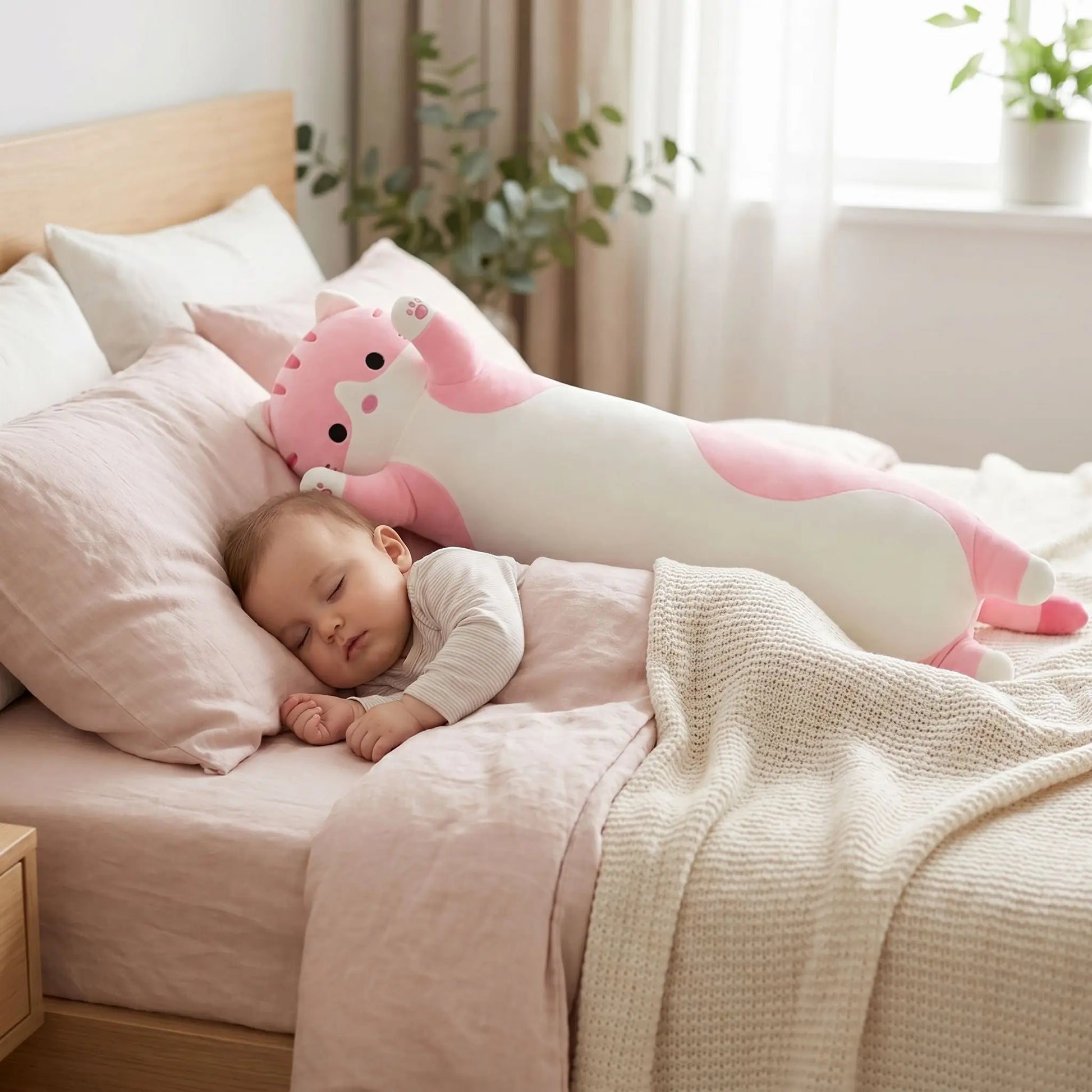 peluche chat 50cm bebe dort lit