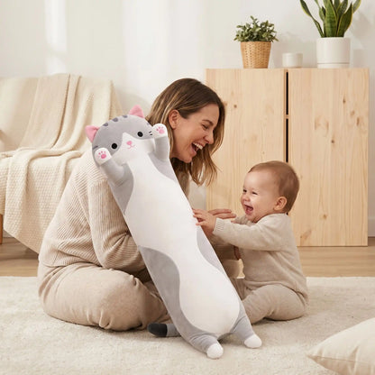 peluche chat 50cm maman bebe assis