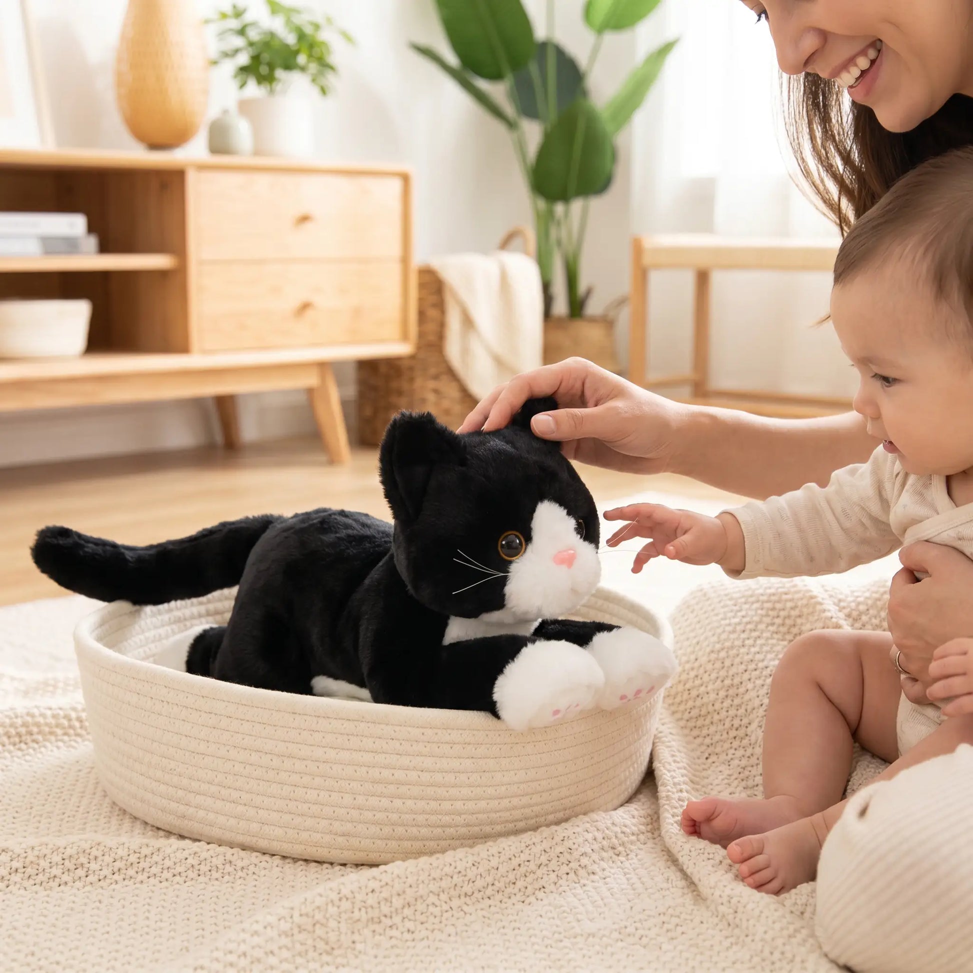 peluche chat noir 53cm maman bebe