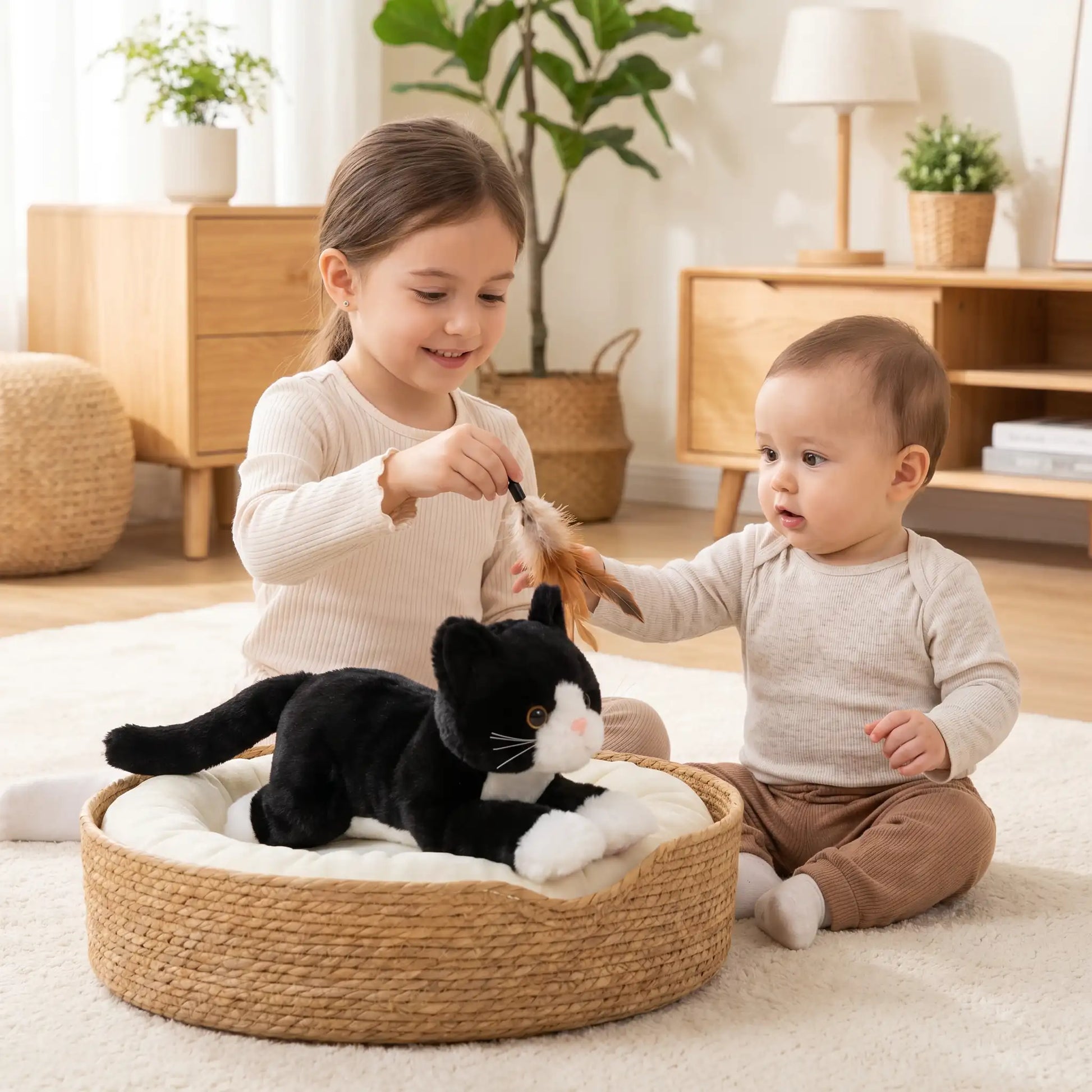 peluche chat noir 53cm soeur bebe