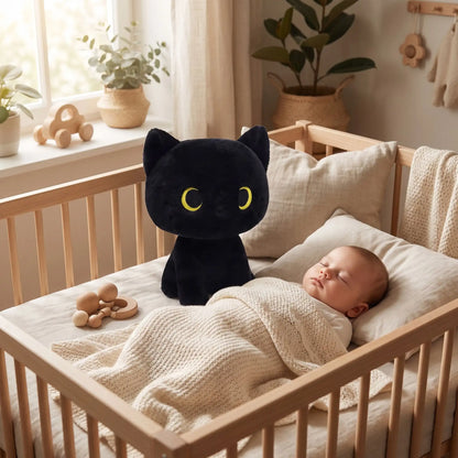 peluche chat noir-eveil bebe dort berceau noir