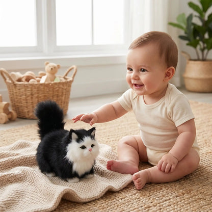peluche chat realiste ultra bebe assis
