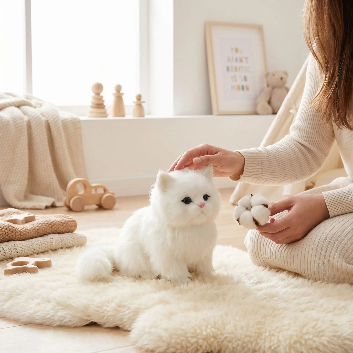 peluche chat realiste ultra maman mains