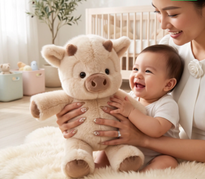peluche cochon maman joue bebe