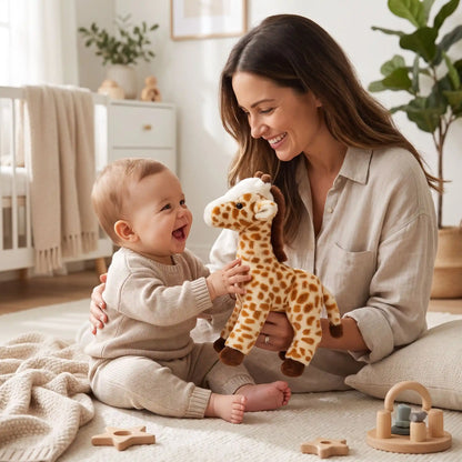 peluche girafe maman joue bebe