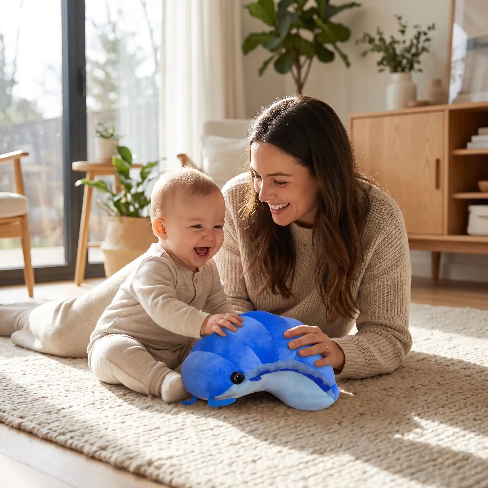 peluche nsecte maman joue bebe bleu