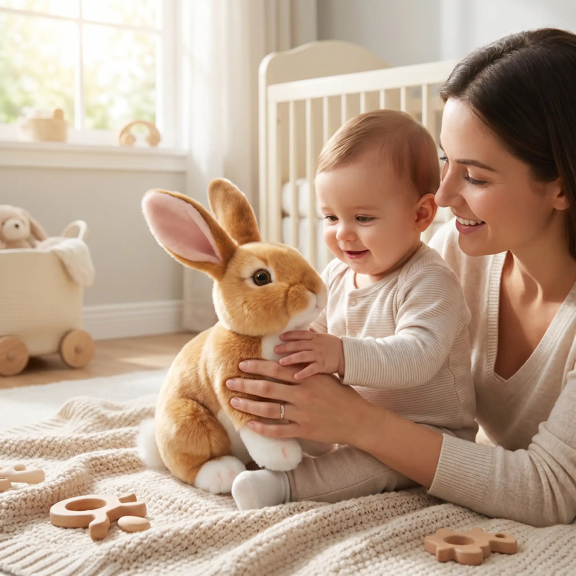 peluche lapins maman bebe joue run